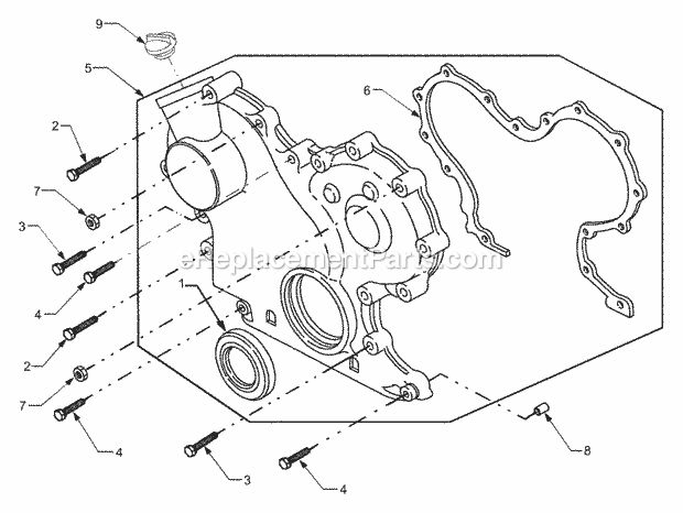 Cub Cadet 7304 (54AT741-100, 54BT741-100, 54BD741-100, 54AD74) Tractor Crankcase Cover Diagram