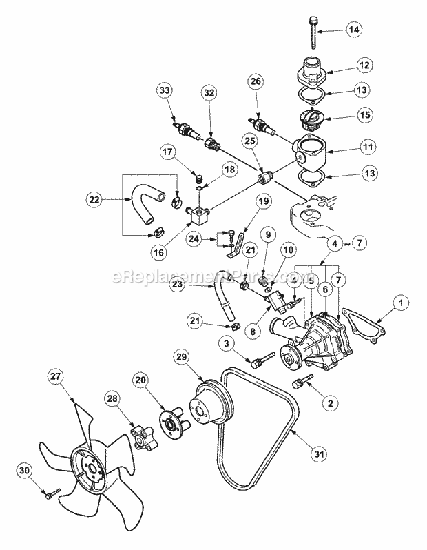 Cub Cadet 7530 (54AF45F-710, 54AH45F-710, 54AN45F-710) Tractor Cooling Diagram