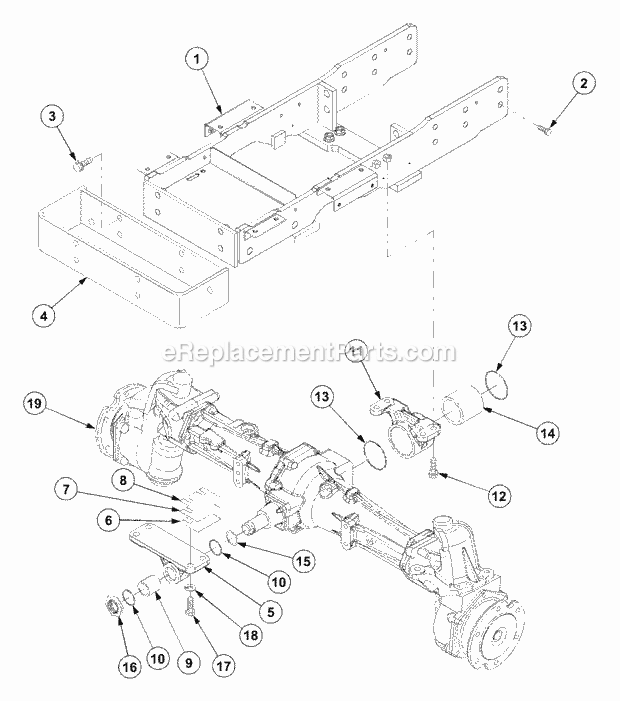 Cub Cadet 7530 (54AF45F-710, 54AH45F-710, 54AN45F-710) Tractor Frame and Front Axle Diagram