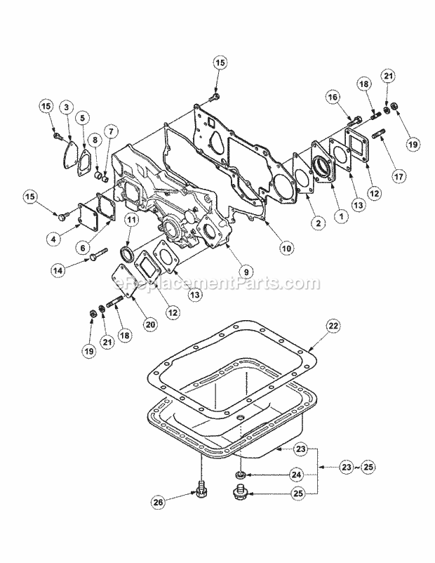 Cub Cadet 7530 (54AF45F-710, 54AH45F-710, 54AN45F-710) Tractor Oil Pan & Gear Case Diagram