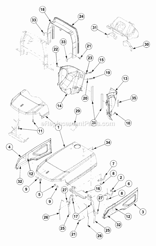 Cub Cadet 7530 (54AF45F-710, 54AH45F-710, 54AN45F-710) Tractor Bonnet (Part 1) Diagram