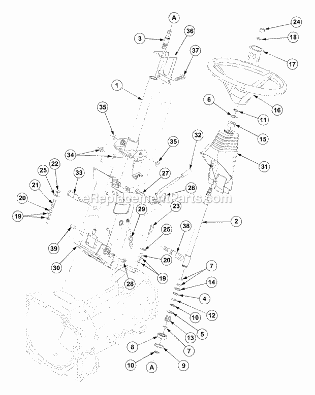 Cub Cadet 7530 (54AF45F-710, 54AH45F-710, 54AN45F-710) Tractor Steering (Part 1) Diagram