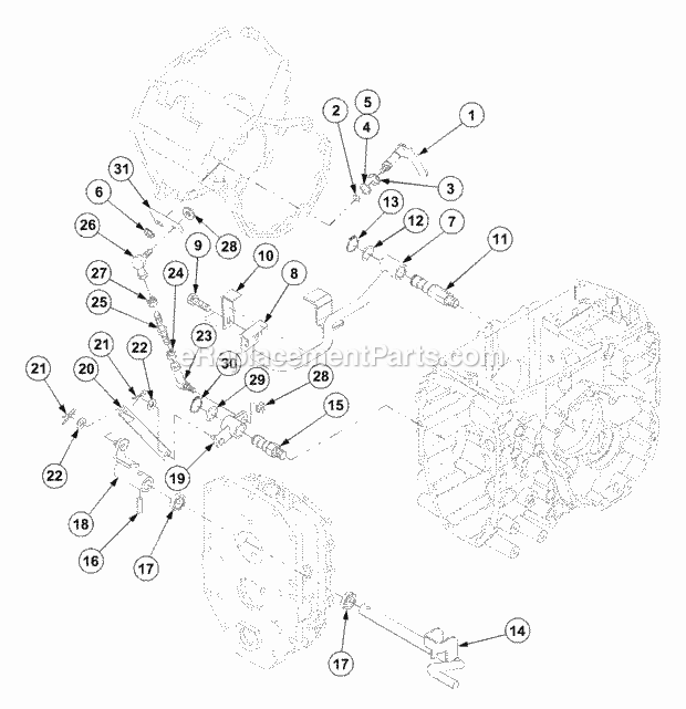 Cub Cadet 7530 (54AF45F-710, 54AH45F-710, 54AN45F-710) Tractor T/M Controls Diagram