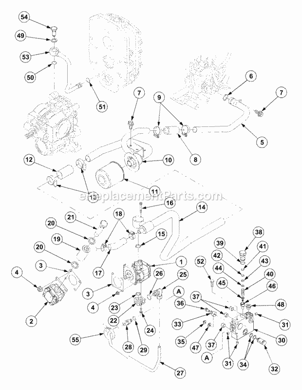 Cub Cadet 7532 (54AF44G-710, 54AH44G-710, 54AN44G-710) Tractor Hydraulic Lines (Part 1) Diagram