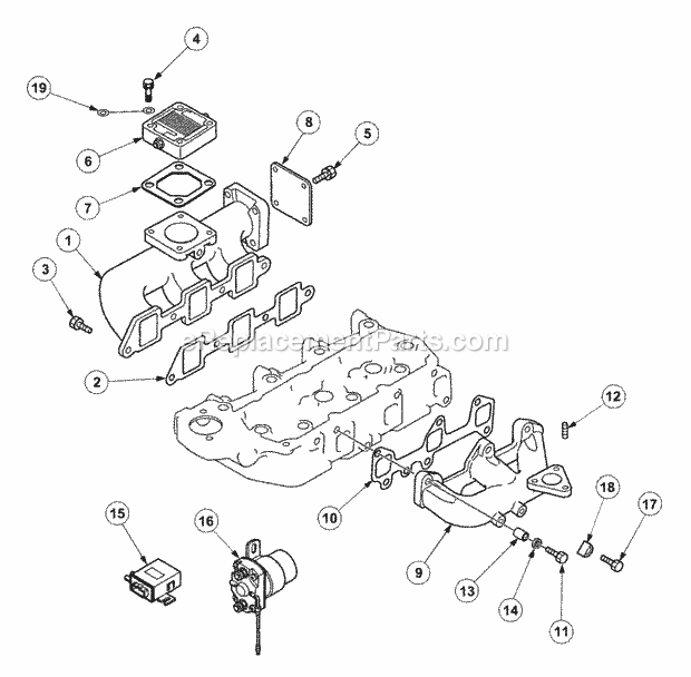 Cub Cadet 7532 (54AF44G-710, 54AH44G-710, 54AN44G-710) Tractor Intake & Exhaust Manifold Diagram