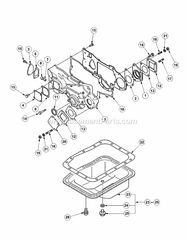 Cub Cadet 7532 (54AF44G-710, 54AH44G-710, 54AN44G-710) Tractor Oil Pan & Gear Case Diagram