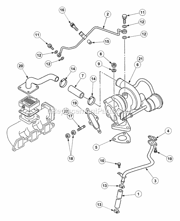 Cub Cadet 7532 (54AF44G-710, 54AH44G-710, 54AN44G-710) Tractor Turbocharger Diagram