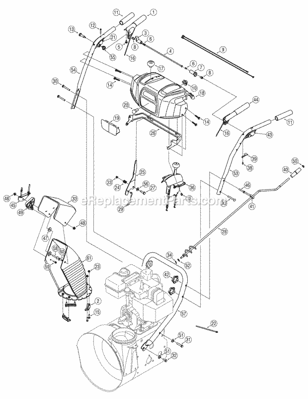 Cub Cadet 828WE (31AE8SST710) (2006) Snow Thrower Handle Assembly Diagram