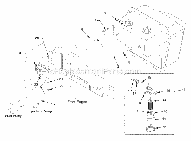 Cub Cadet 8404 (54AJ859-100, 54A-859-100, 54AU859-710, 54AJ85) Tractor Fuel Filter Group Diagram