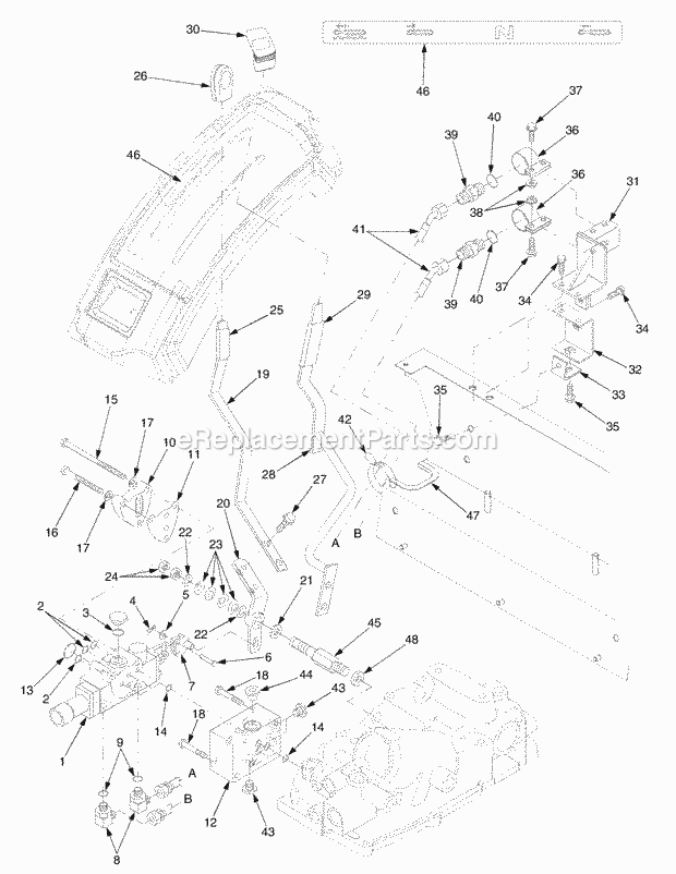 Cub Cadet 846 (590-846-100) Auxiliary Valve Kit General Assembly Diagram