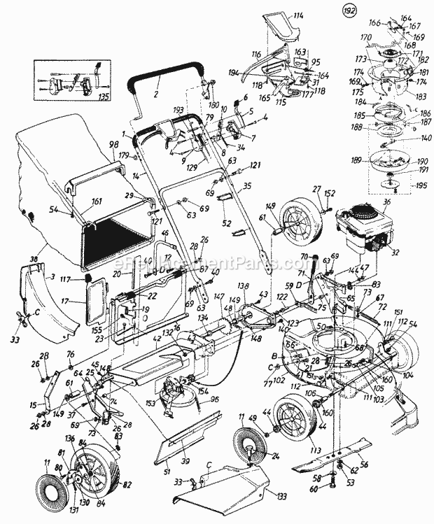 Cub Cadet 848B (121-848B100) (1991) Engine B&s 5 Hp 124702-0127-01 Part 2 Diagram