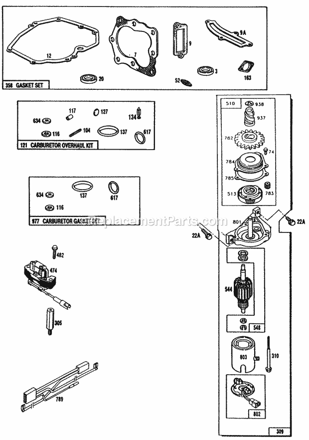 Cub Cadet 848E (121-848E100) (1991) Engine B&s 5 Hp 124707-3169-01 Part 3 Diagram