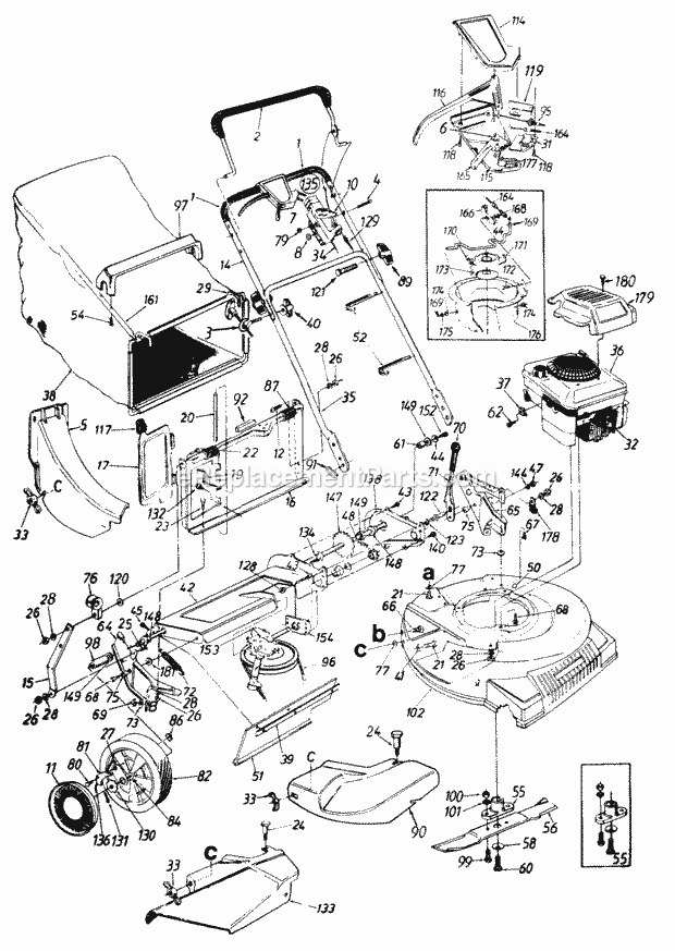 Cub Cadet 898C123 (123-898C100) (1993) Engine B&s 5 Hp Carburetor Control Bracket, Brake, and Air Cleaner Assembly Diagram