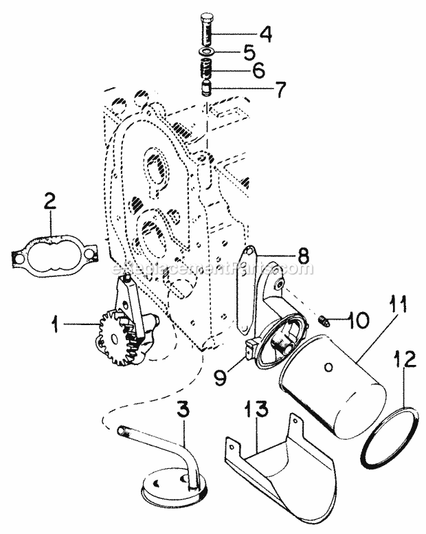 Cub Cadet 982 (142-982-100, 143-982-100, 144-982-100, 142-98) Super Garden Tractor Oil Pump & Filter Diagram