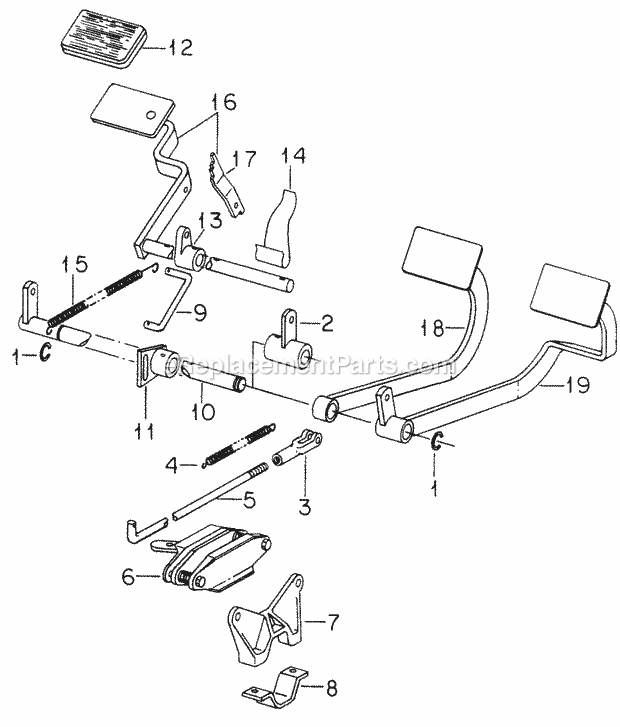 Cub Cadet 982 (142-982-100, 143-982-100, 144-982-100, 142-98) Super Garden Tractor Brakes Diagram