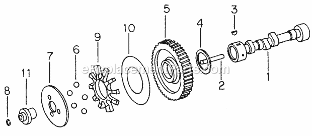 Cub Cadet 982 (142-982-100, 143-982-100, 144-982-100, 142-98) Super Garden Tractor Camshaft Diagram