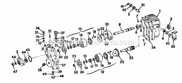 Cub Cadet 984 (142-984-100, 143-984-100, 144-984-100, 142-98) Super Garden Tractor Hydrostatic Transmission Diagram