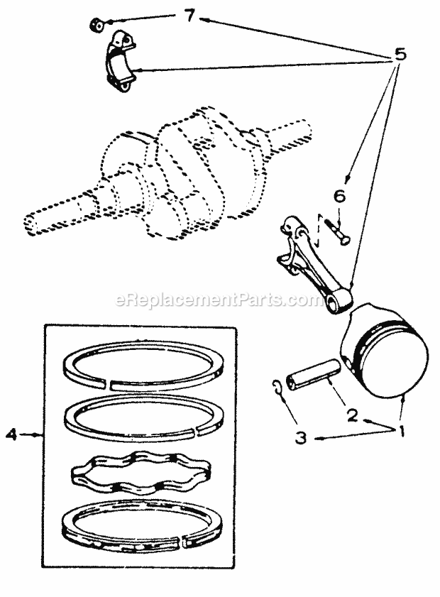 Cub Cadet 986 (142-986-100, 143-986-100, 144-986-100, 142-98) Super Garden Tractor Piston & Rod Diagram