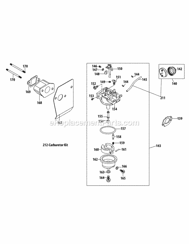 Cub Cadet CC46ES (12AE46JA009, 12AE46JA010) (2012) 12AE46JA Self Propelled Walk Behind Mower 2p70m0d Carburetor Diagram