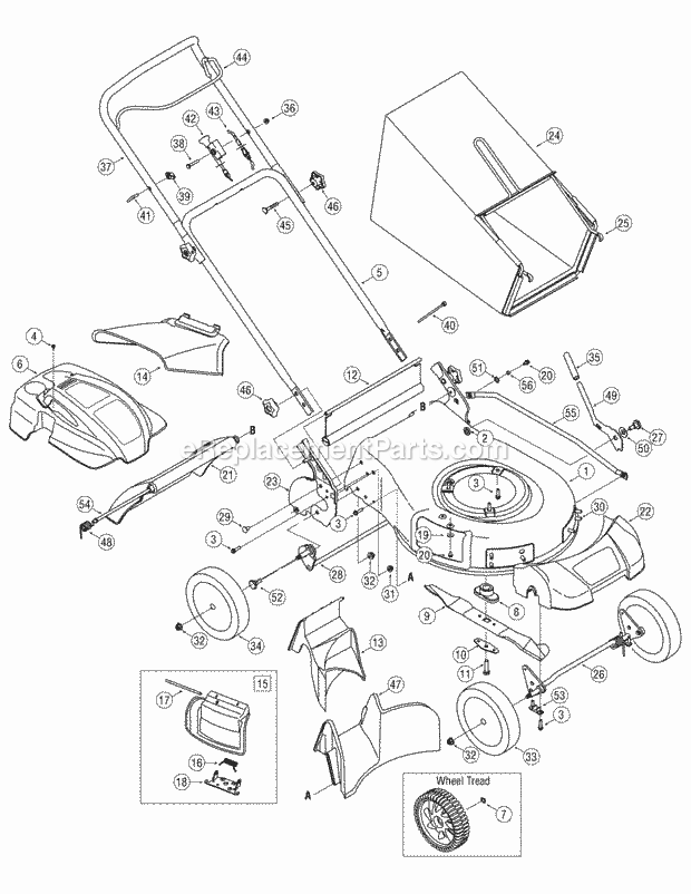 Cub Cadet CC500 (11A-18MC010, 11A-18MC056) (2007) 11A-18MC Push Walk Behind Mower General Assembly Diagram