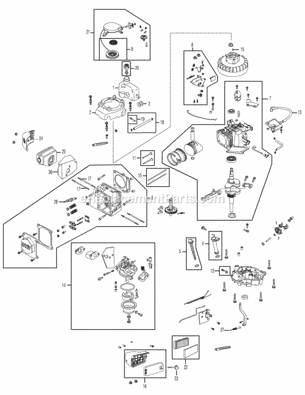 Cub Cadet CC500 (11A-18MC010, 11A-18MC056) (2008) 11A-18MC Push Walk Behind Mower Engine Assembly 1p70fua Diagram