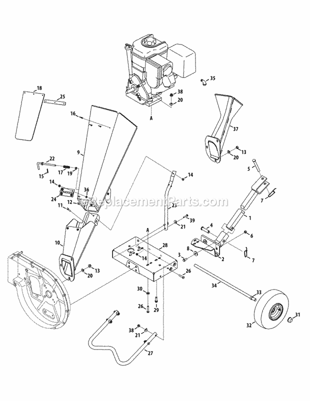 Cub Cadet CS3310 (24A-424M710, 24A-424M709, 24A-424M756) (2014) 24A-424M Chipper Shredder & Vac General Assembly 410 & 420 Diagram