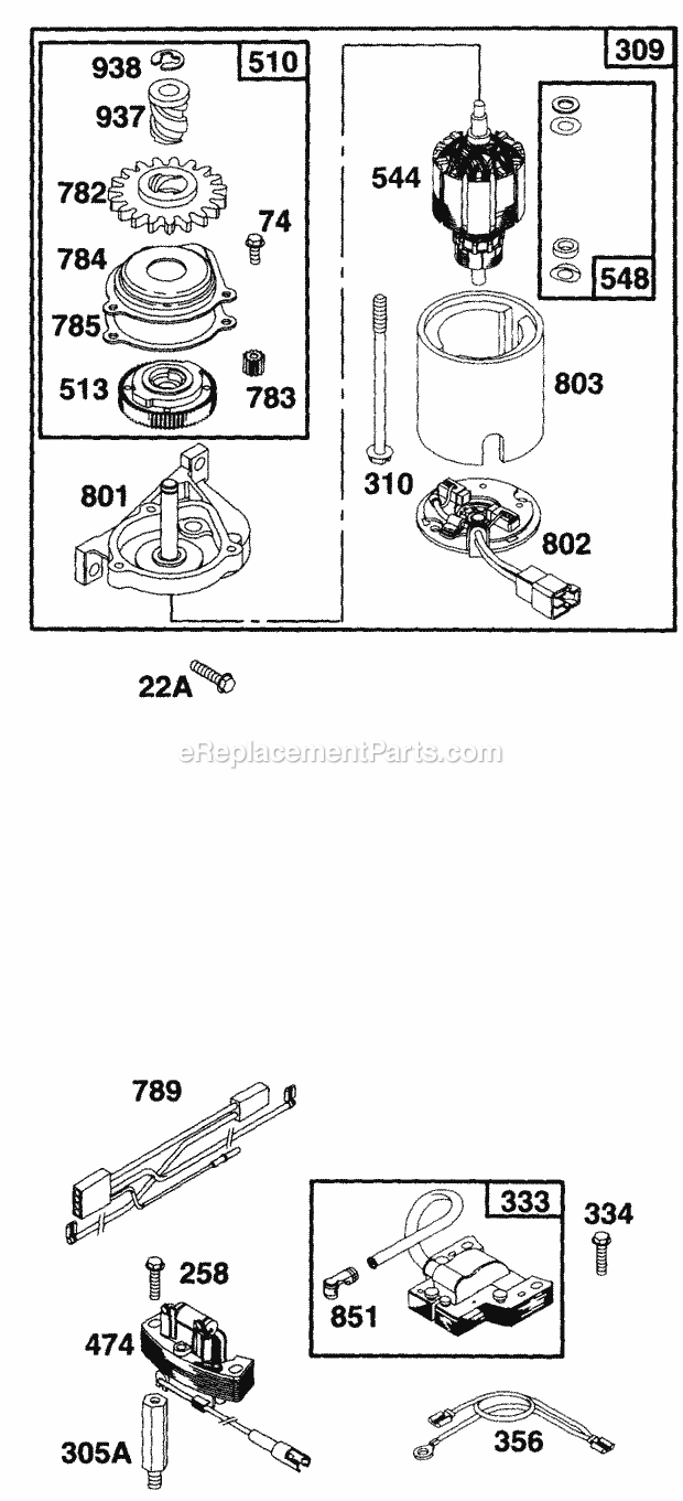 Cub Cadet E899E (126E899F100) (1996) Engine Starter and Electronic Components Diagram