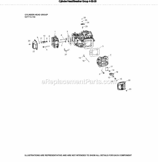 Cub Cadet EZT750-3020 Engine Ezt750-3020 Cylinder Head & Breather Diagram