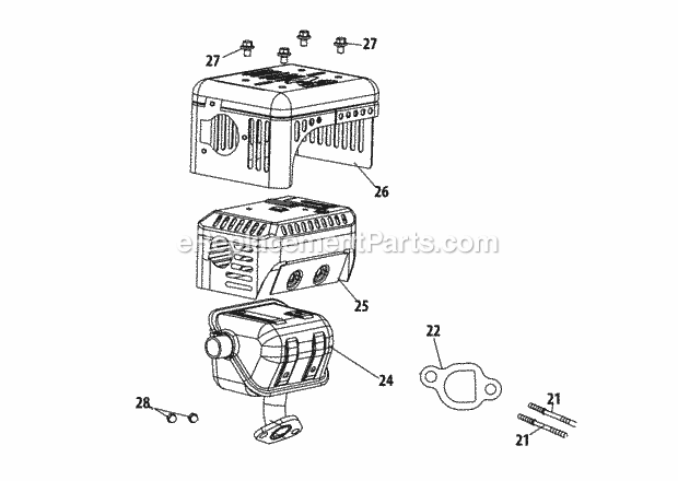 Cub Cadet FT24R (21A-39M8710) (2014) 21A-39M8 Tiller 170-Au Muffler Diagram