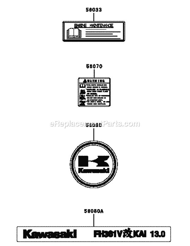 Cub Cadet G1332 (55AI5GMQ050) Wam Wide Area Mower Kawasaki Fh381v-Cs23 Labels Diagram