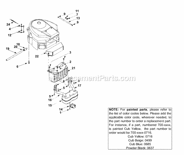 Cub Cadet GT1222 (14AB13CH710) Tractor Engine Accessories Diagram