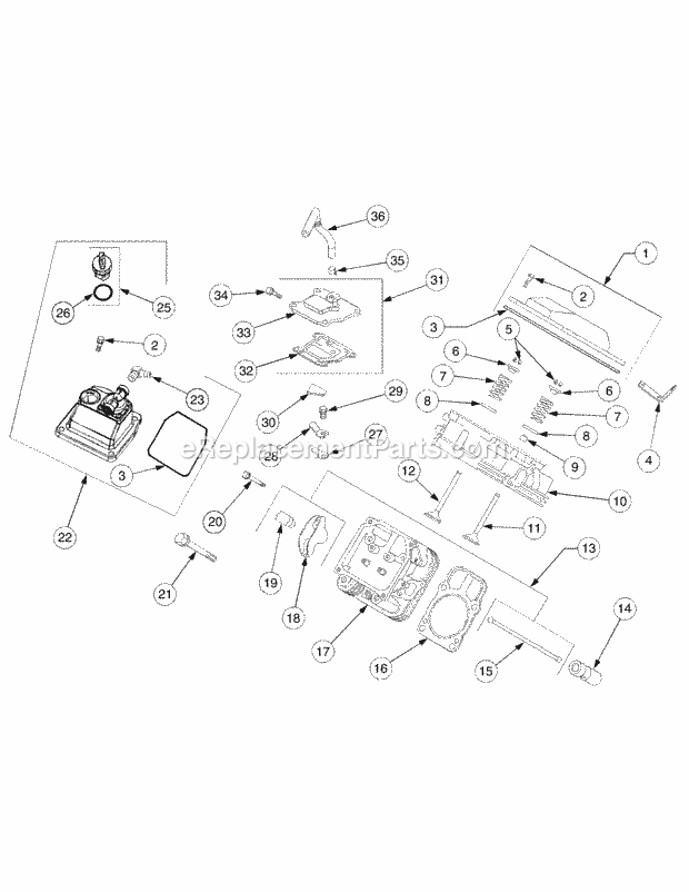 Cub Cadet GT2542 (14A-2D2G710) (2008 & Before) Tractor Cylinder Head, Valves and Breather Diagram