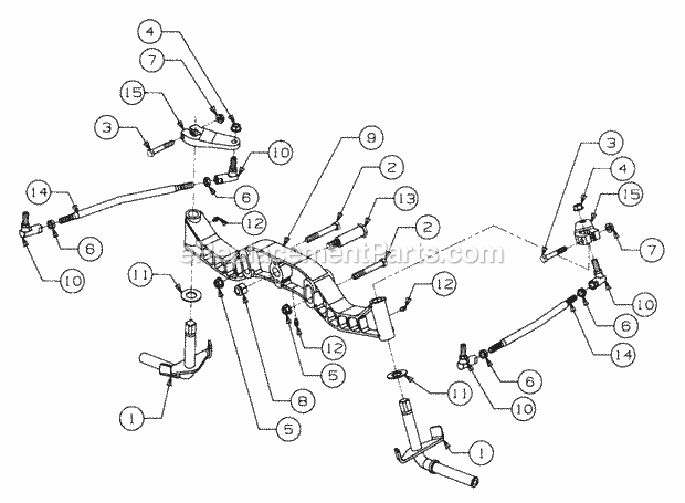 Cub Cadet GT2550 (13A-2C7P710) Tractor Mfg Date K015 & Before Front Axle and Connections Diagram