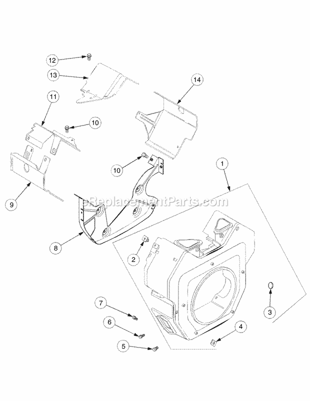 Cub Cadet GT2550 (14A-2E7P710) Tractor Mfg Date K015 - K018 Blower Housing and Baffles Mfg Date K016 & After Diagram