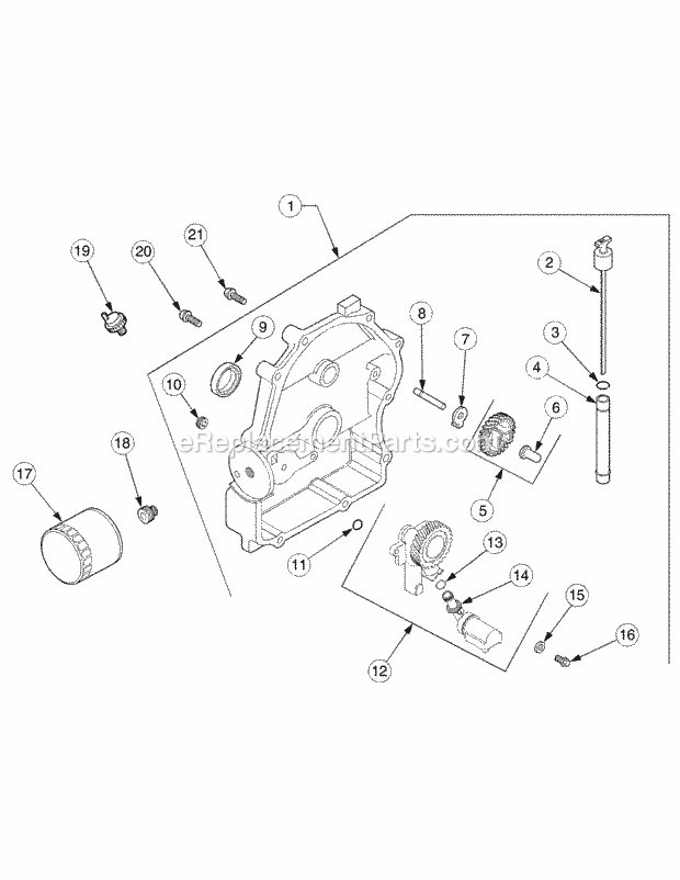 Cub Cadet GT2550 (14A-2E7P710) Tractor Mfg Date K015 - K018 Oil Pan and Lubrication Mfg Date K016 & Before Diagram