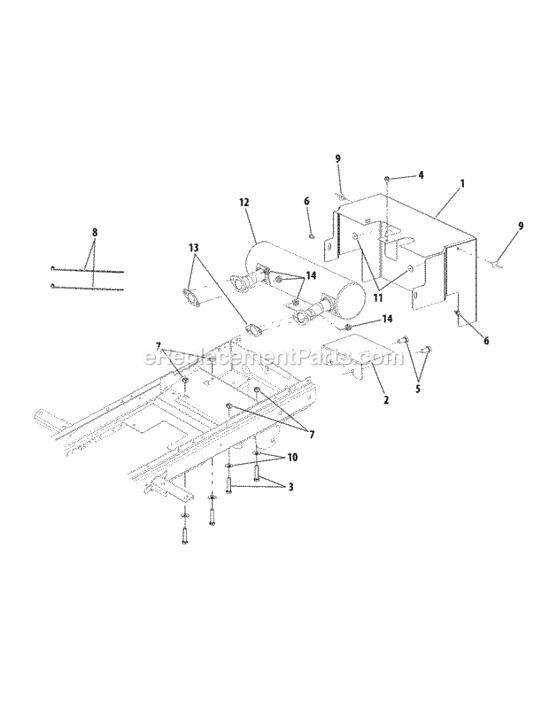 Cub Cadet GT2554 (14A-2A7K010) (2009 & After) Tractor Engine Mounting & Muffler Diagram