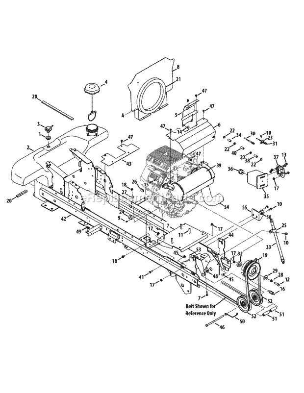 Cub Cadet GTX2100 (14W-3GE-010) (2013) Tractor Engine Accessories & Frame Assembly Diagram