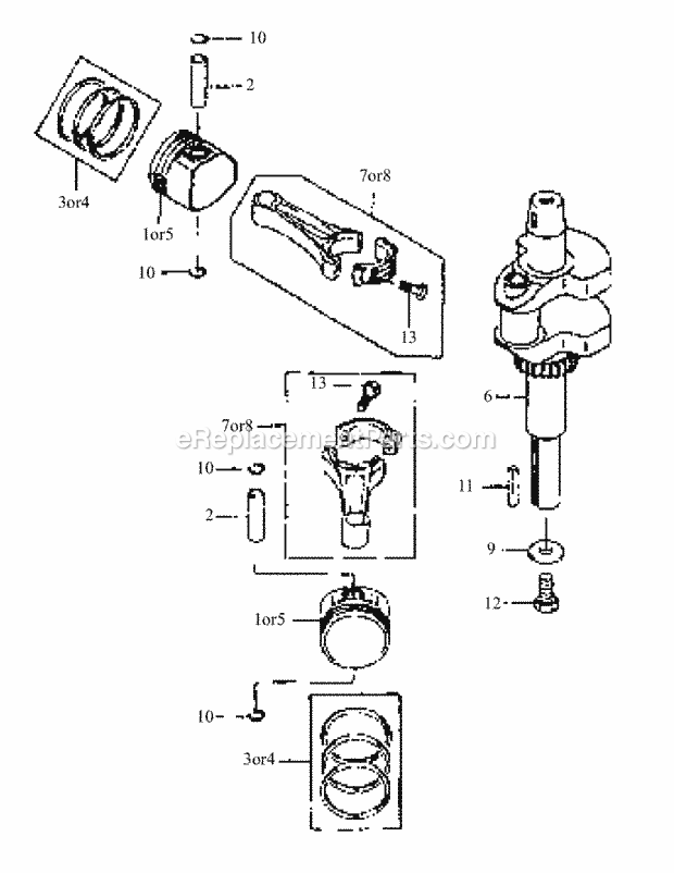 Cub Cadet H1536 (55AE332R150) Wam Wide Area Mower Fh451v-As07 Piston & Crankshaft Diagram