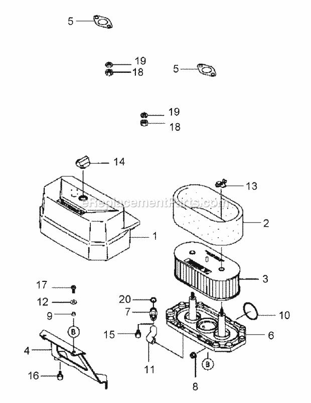 Cub Cadet H1536 (55AI4HPR750) Wam Wide Area Mower Fh430v-As22 Air Filter & Muffler Diagram