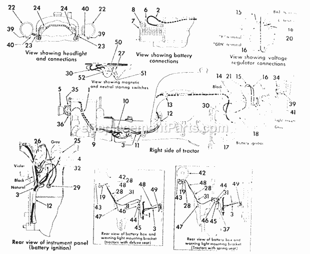 Cub Cadet International Cub Tractor (224705 & Above) Farmall, Cub & Ih Cub Lo Boy Starting & Lighting System -12 Volt- (Cub S/N 239827 to 248124) Diagram