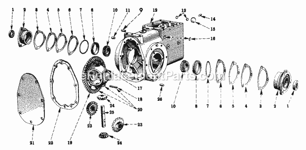 Cub Cadet International Cub Tractor (224705 & Above) Farmall, Cub & Ih Cub Lo Boy Transmission Case and Differential Diagram