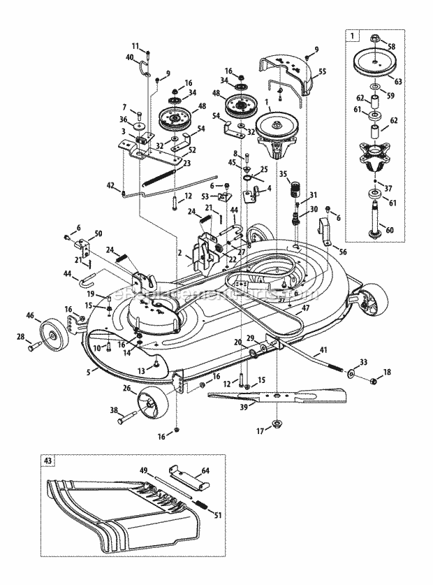 Cub Cadet LTX1040 (13WX90AS010, 13WX90AS009, 13WX90AS056, 13WX90) (2013) Tractor Mower Deck 42-Inch Diagram