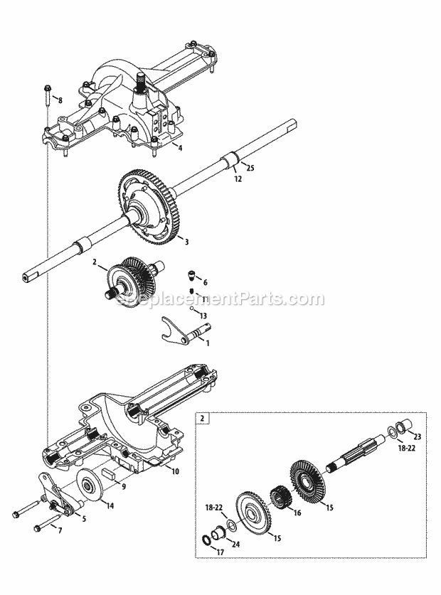 Cub Cadet LTX1040 (13WX90AS010, 13WX90AS009, 13WX90AS056, 13WX90) (2013) Tractor Transmission Diagram