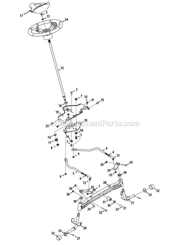 Cub Cadet LTX1046KW (13WF93AT010, 13WF93AT210) (2014) Tractor Steering Diagram