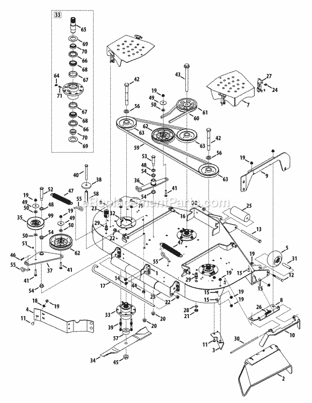 Cub Cadet LZ-54 (53AH2PTC050) (2012) Tank Mower Deck 54-Inch Diagram