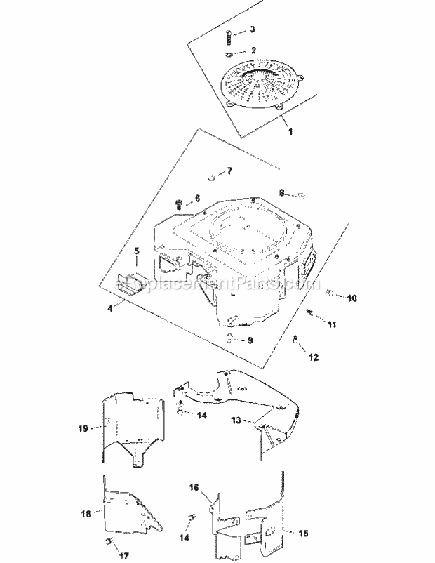 Cub Cadet M48-KH (53AH8CT2050) Tank 25HP Kohler Kohler Cv730-0055 Blower Housing & Baffles Diagram