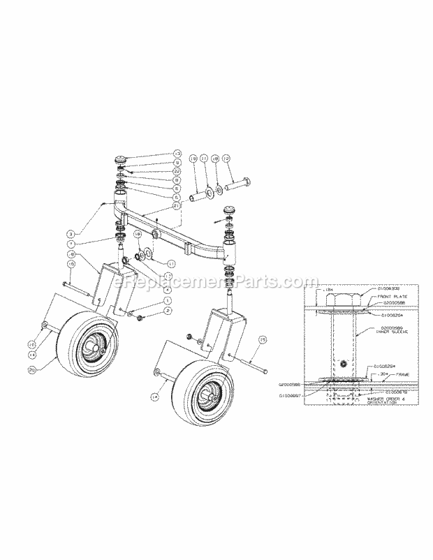 Cub Cadet M48-KH (53AH8CT2050) Tank 25HP Kohler Front Caster Assembly Diagram