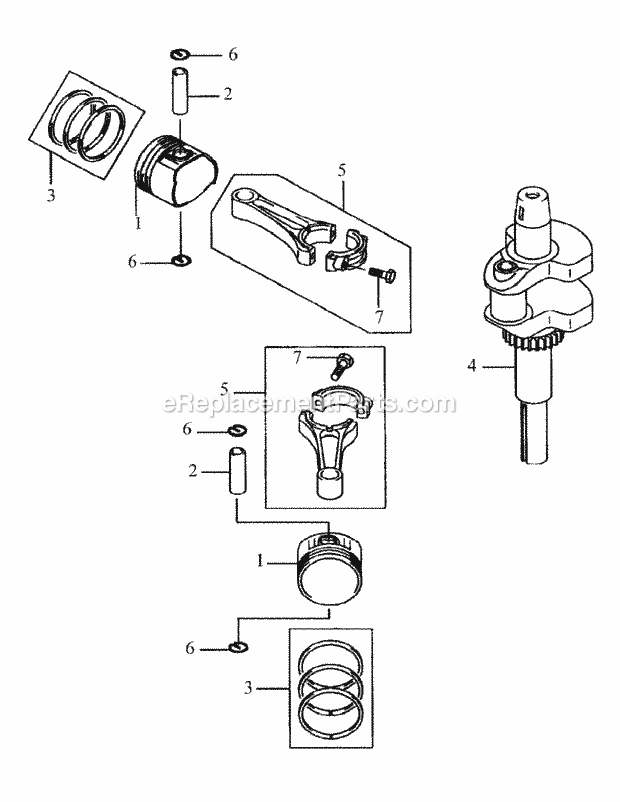 Cub Cadet M48-KWS (53AB5D4M150) Tank 17 Hp Kawasaki Fh500v-Cs14 Piston & Crankshaft Diagram