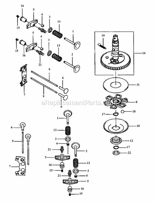 Cub Cadet M48-KWS (53AB5D4M150) Tank 17 Hp Kawasaki Fh500v-Cs14 Valve & Camshaft Diagram