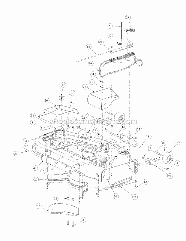 Cub Cadet M48-KWS (53AB5D4M150) Tank 17 Hp Kawasaki Stamped Deck Diagram